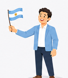 アルゼンチン国旗を持つビジネスマン