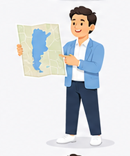 アルゼンチン地図を持つビジネスマン
